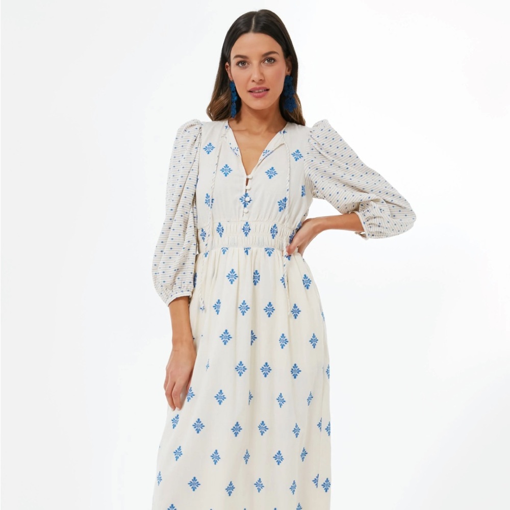 Hunter Bell Clementine Dress | Blue Medallion | Size L | NWT